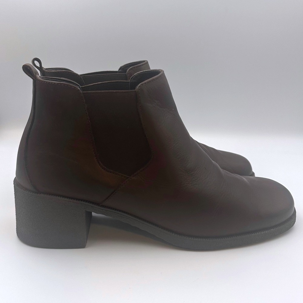Aerosoles Brown Faux Leather Ankle Boots‎ Slip-On Chelsea Style Womens Size 8.5 - Picture 3 of 6